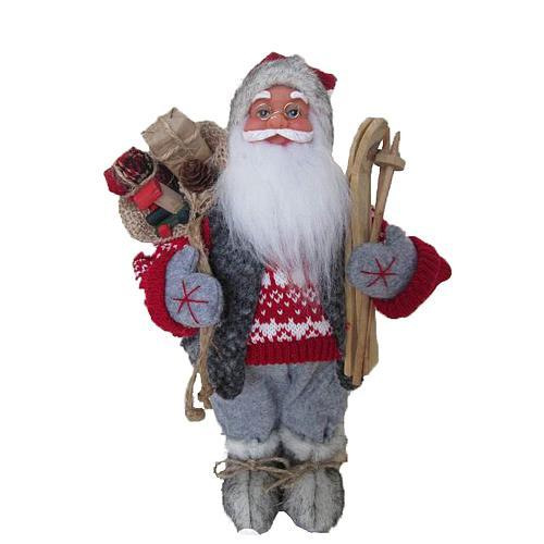 Dekorácia MagicHome Vianoce, Santa stojaci, s lyžami, 30 cm