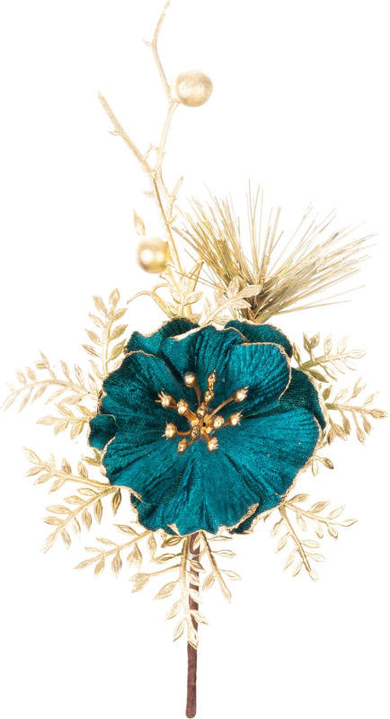 Vetvička MagicHome Vianoce, s makom, modrá, 23 cm