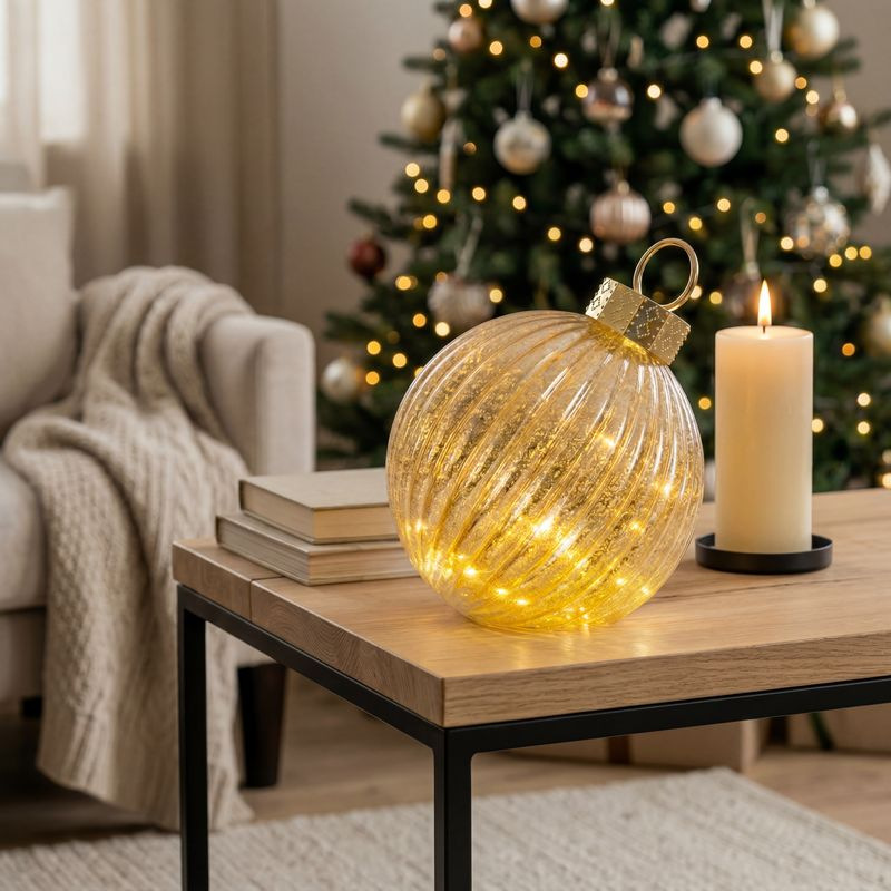 Dekorácia MagicHome Vianoce, Vianočná guľa, 12xLED teplá biela, 2xAA, IP20 18x15x17 cm 2