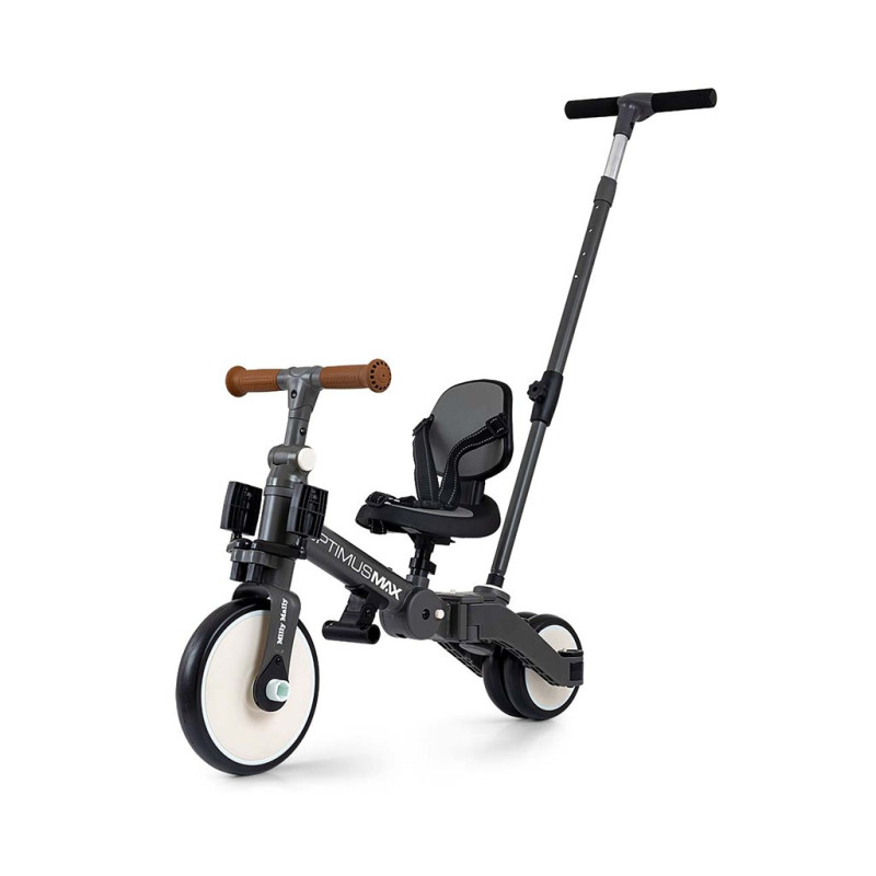 Detská trojkolka 5v1 Milly Mally Optimus Max s vodiacou tyčou dark grey 4