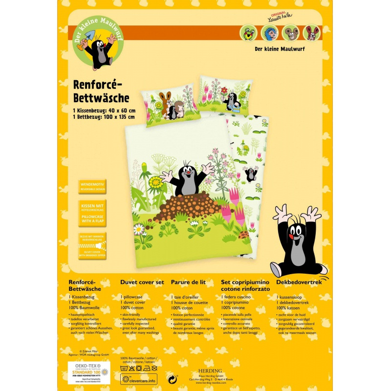 Detské bavlnené obliečky do postieľky Herding "Krtko", 100/135+40/60 5