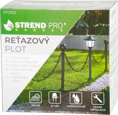 Lampa Strend Pro Garden, reťaz, ohrada, plot do záhrady, 2x solárne svietidlo, 1x LED, 16,5x16,5x71,