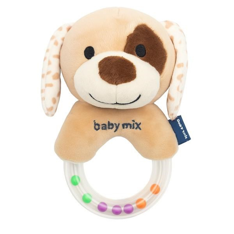 Detská plyšová hrkálka Baby Mix psík hnedý