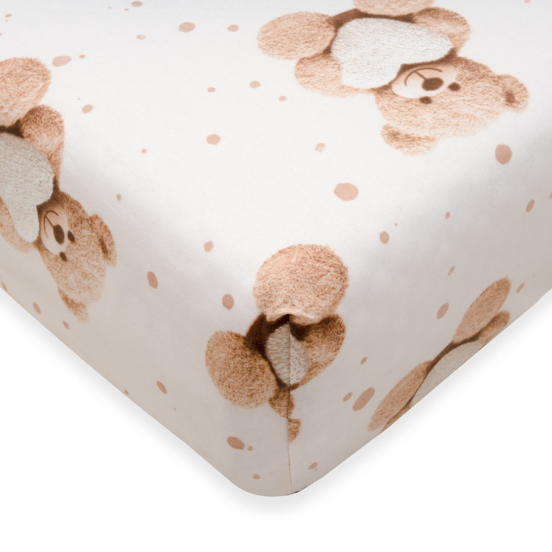 Bavlnené prestieradlo do postieľky New Baby Love Teddy Bear 120x60 cm beige