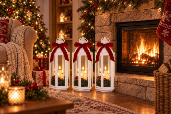 Lampáš MagicHome Vianoce, so stuhou, 3xLED teplá biela, 3xAAA, IP20, 16x14x38,5 cm 1