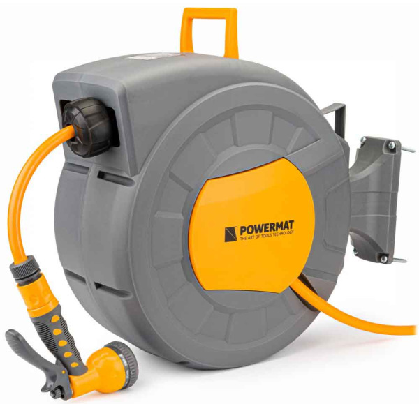Navíjací bubon s držiakom na stenu so záhradnou hadicou 20 m, PM-ABNW-20T, POWERMAT 6