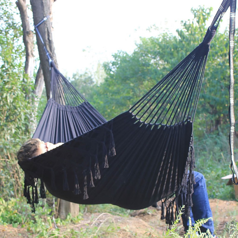 Veľká závesná hojdacia sieť pre dvoch Hamaka XXL BOHO Baby Mix čierna 3