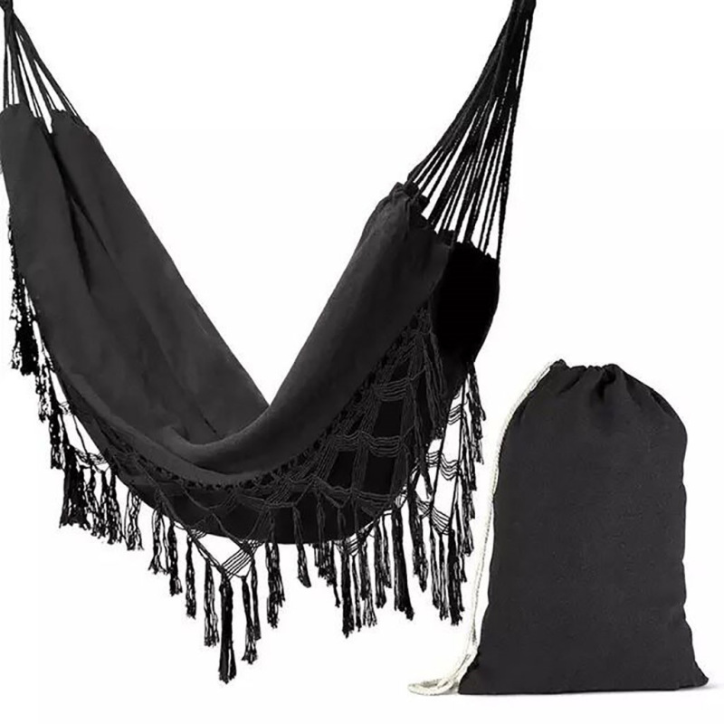 Veľká závesná hojdacia sieť pre dvoch Hamaka XXL BOHO Baby Mix čierna 1