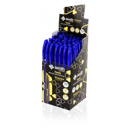 10ks - ZENITH Handy, Jednorazové guľôčkové pero 0,7mm, modré s vrchnákom, 201318007
