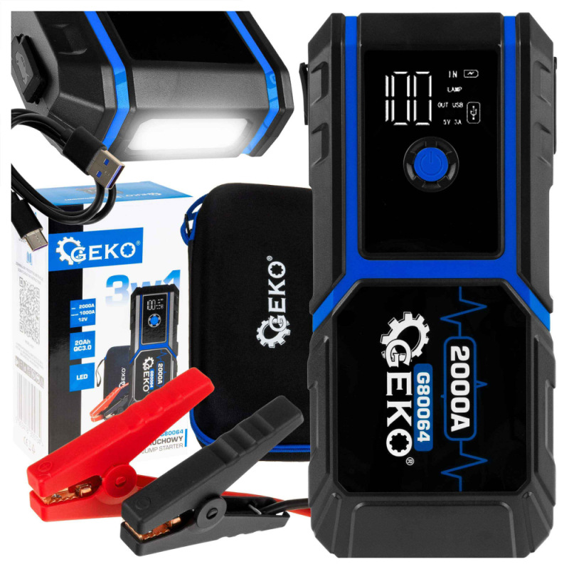 Štartovací box 20000mAh, 1000A, LED, 12V, GEKO