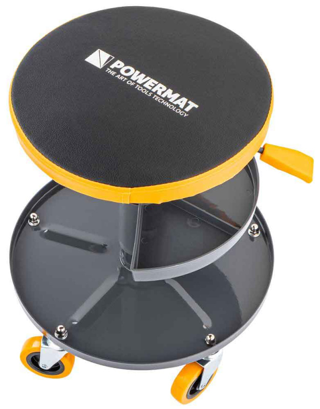 Stolička kruhová s pojazdovými kolieskami, výška sedenia 40-52 cm, POWERMAT 10