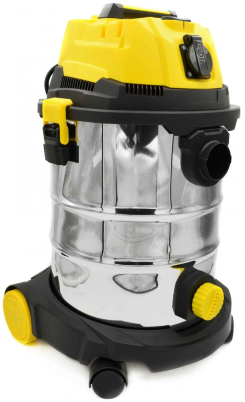 Vysávač priemyselný na sucho a na mokro 25l, so zásuvkou, s oklepom, 1800W, GEKO 13
