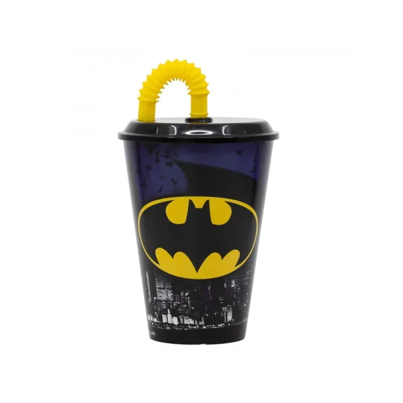 STOR Plastový pohár s vrchnákom a slamkou BATMAN 430ml, 85540