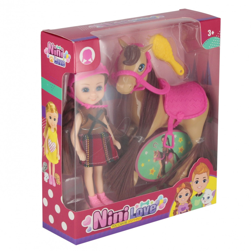 Bábika jazdkyňa na koni 15 cm s doplnkami 2