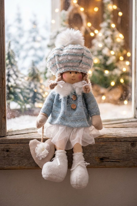 Dekorácia MagicHome Vianoce, Deti, modré, sediace, 22 cm 1