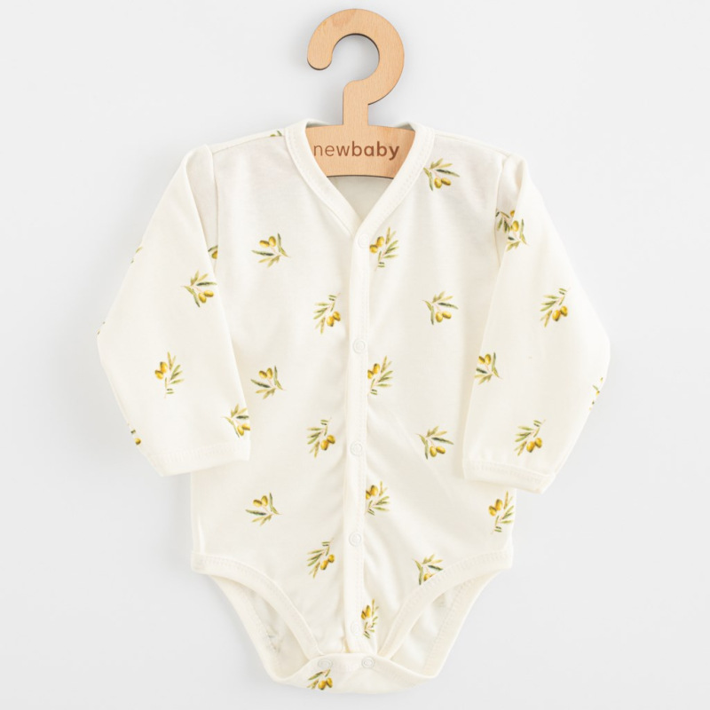 Dojčenské celorozopínacie body s dlhým rukávom z organickej bavlny New Baby Olivy 56 (0-3m)