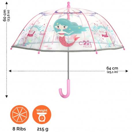 PERLETTI Detský reflexný dáždnik COOL KIDS Sirenetta, 15572