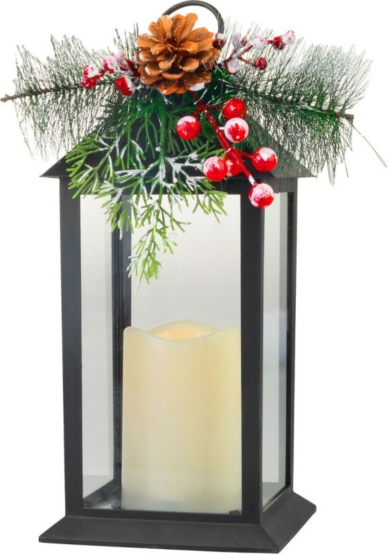 Lampáš MagicHome Vianoce, plast, čierny, 1xLED žltá, 14x14x32.2 cm, 3xAAA 1