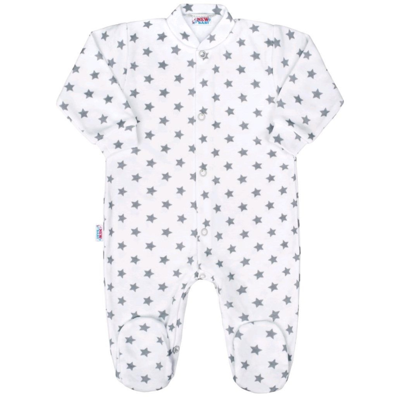 Dojčenský overal New Baby Classic II sivý s hviezdičkami 62 (3-6m)