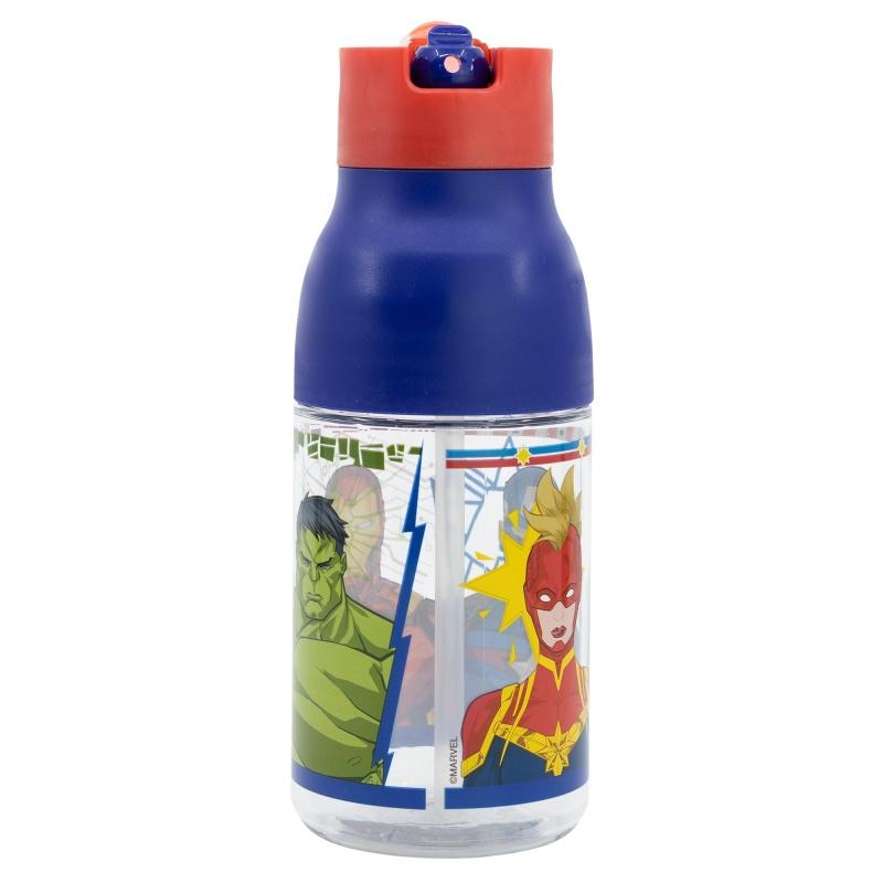 Plastová fľaša s výsuvnou slamkou Avengers, 420ml, 74135