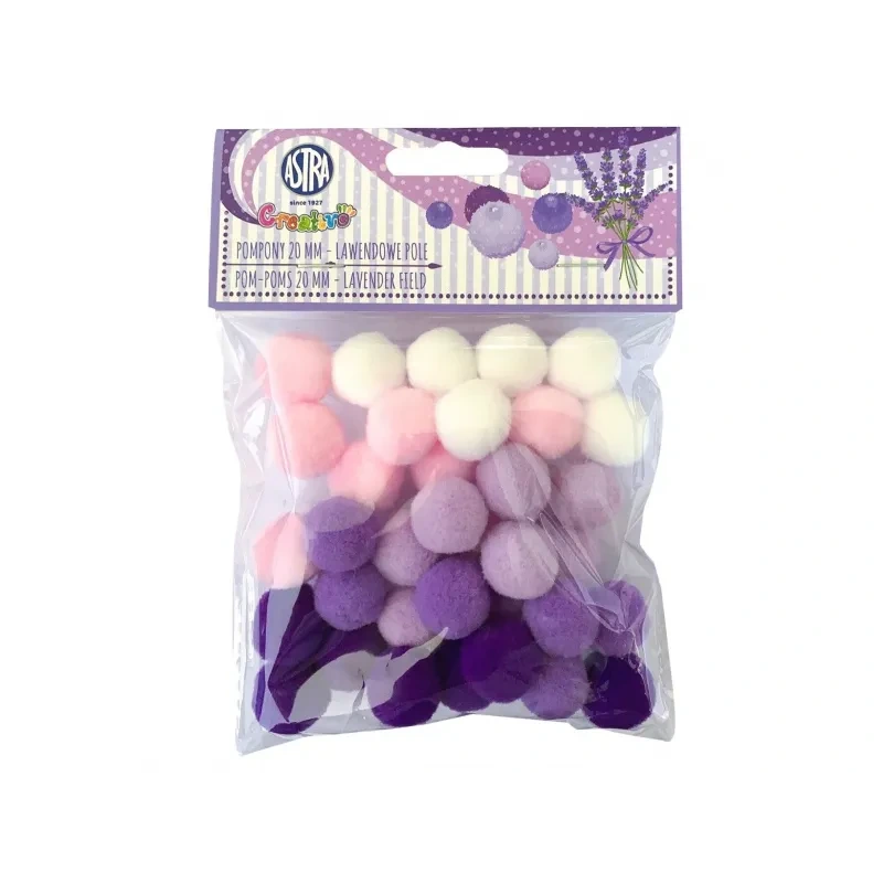 ASTRA CREATIVO Plyšové POMPOM guličky LAVENDER FIELD, 20mm, 335121022 1