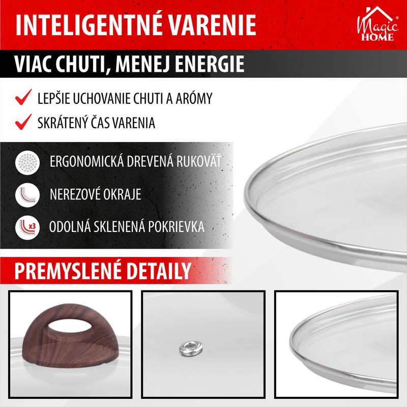 Pokrievka MagicHome Black Marble Line, sklenená, 28 cm 3