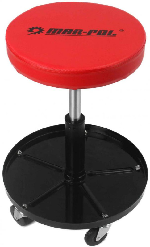 Stolička kruhová s pojazdovými kolieskami, výška sedenia 40-52 cm, POWERMAT