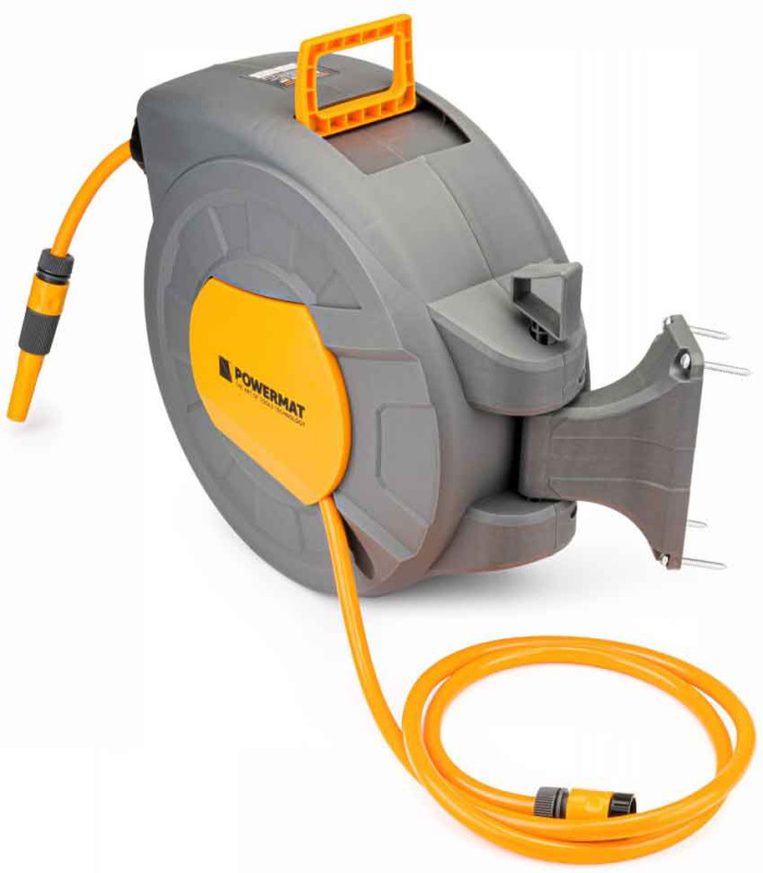 Navíjací bubon s držiakom na stenu so záhradnou hadicou 20 m, PM-ABNW-20T, POWERMAT 8