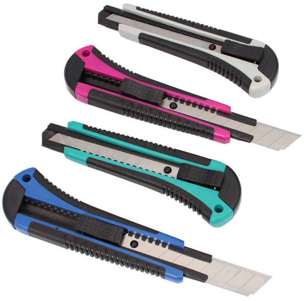 Sada ulamovacích nožov 18 mm v predajnom boxe, 24 ks, s tlačidlom, 4 farby, XL-TOOLS 5