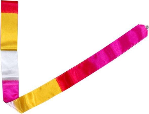 Effea gymnastická stuha 6m OFFICIAL FANTASIA, bielo-ružovo-žltá