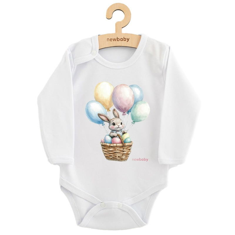 Detské body s potlačou New Baby Králiček s balónikmi 56 (0-3m) 2