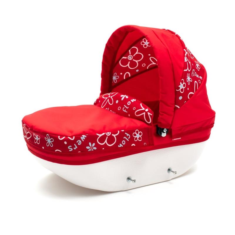 Detský kočík pre bábiky New Baby COMFORT červený kvety biele