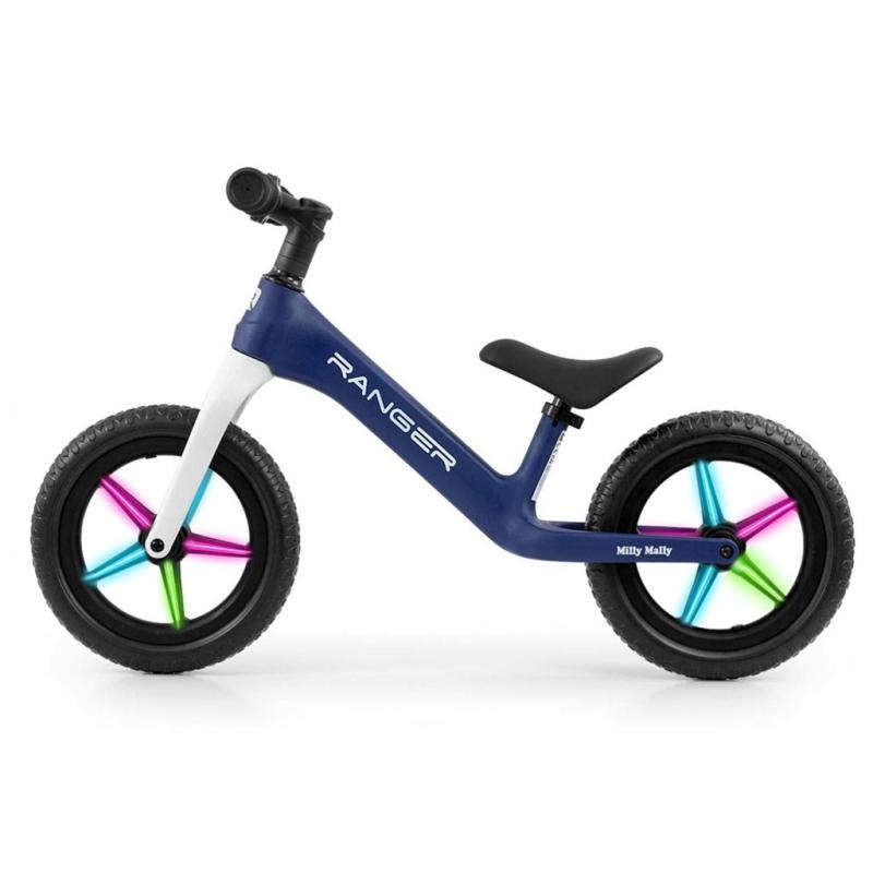 Detský balančný bicykel Milly Mally Ranger Flash Navy