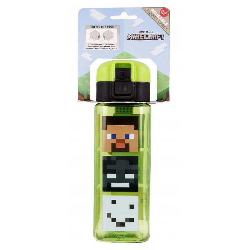 STOR Hranatá plastová fľaša MINECRAFT LOCK, 550ml, 40402