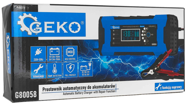 Nabíjačka autobatérii s funkciou opravy, 230 V, 12/24V, intenzita prúdu 10A, AGM/GEL, GEKO 8