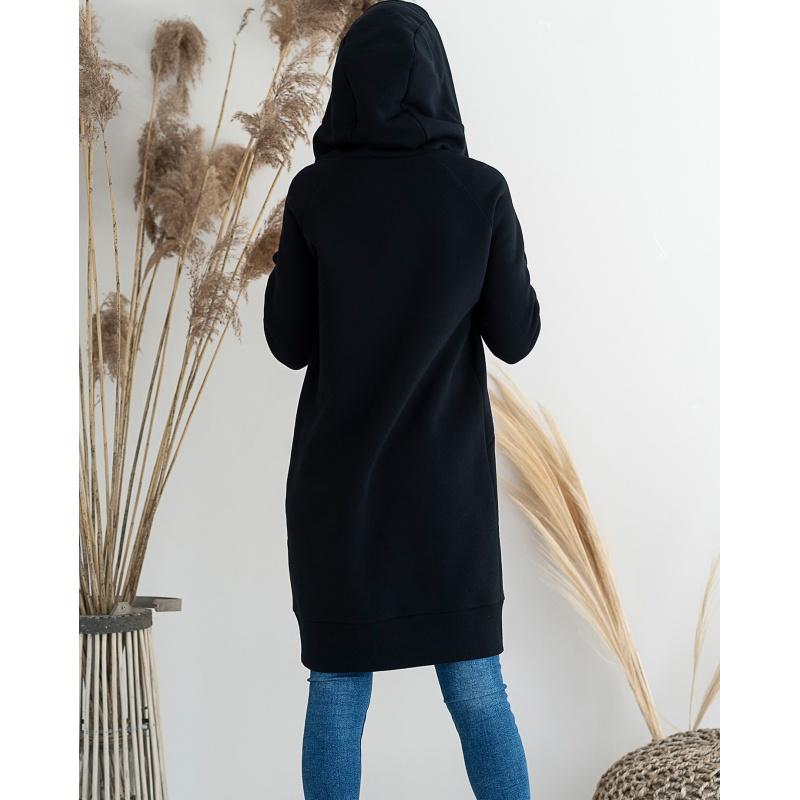 Dámska tepláková bunda dlhá Ika - Color : Black - S (small)