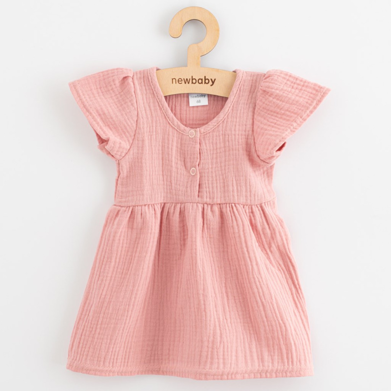 Dojčenské mušelínové šaty New Baby pink 56 (0-3m)