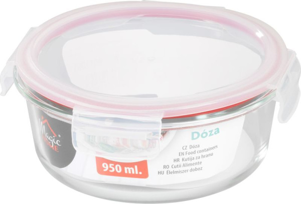 Dóza MagicHome, okrúhla, 950 ml, s vekom, Clip, sklenená 2