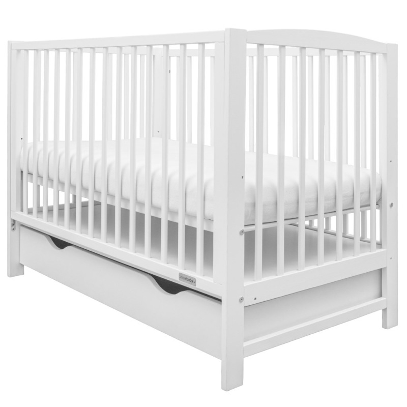 Detská postieľka New Baby LILLY so sťahovacou bočnicou a šuplíkom biela