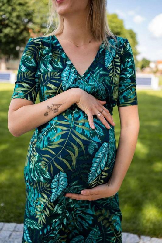 Tehotenské a dojčiace šaty Two Ways LONG milk & love zeleno modré S