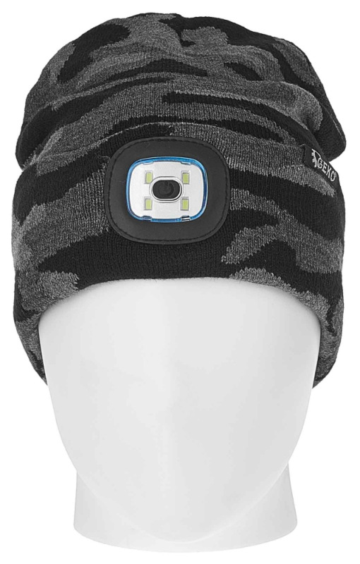 Zimná čiapka s LED svetidlom, čierno sivá, GEKO 2