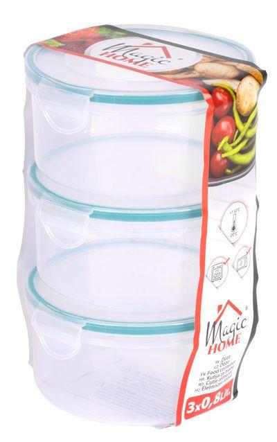 Dóza MagicHome Lunchbox set YH001, sada 3 ks, 800 ml, okrúhla, Clip