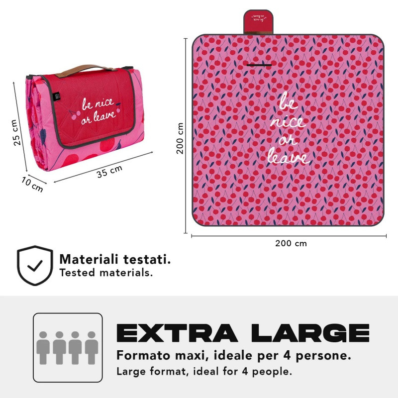 Veľká pikniková deka Perletti Travel – Cherry, 200x200cm, 13157 4