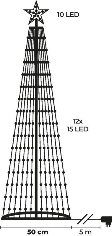 Dekorácia MagicHome Vianoce, stromček, 190xLED, teplá biela, plast-meď, 50x180 cm 3