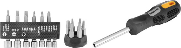 Sada bitov a hlavíc Strend Pro SD0539, 19 dielna, s račňovým skrutkovačom 1