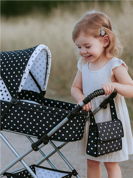 Detský Retro kočík pre bábiky 2v1 New Baby Natálka bielo-čierny 4