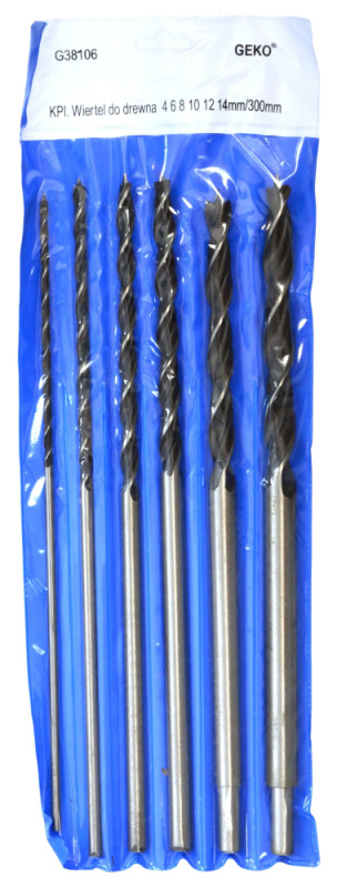 Sada vrtákov na drevo 4, 6, 8, 10 ,12, 14 mm x 300 mm, 6-dielna, GEKO 1
