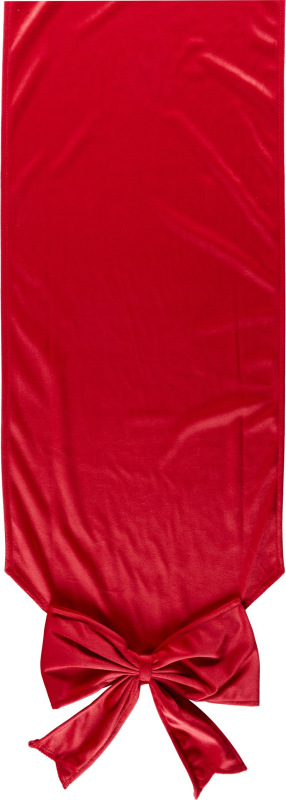 Štóla, behúň na stôl, s mašľou, zamat, červená, 33x240 cm 1