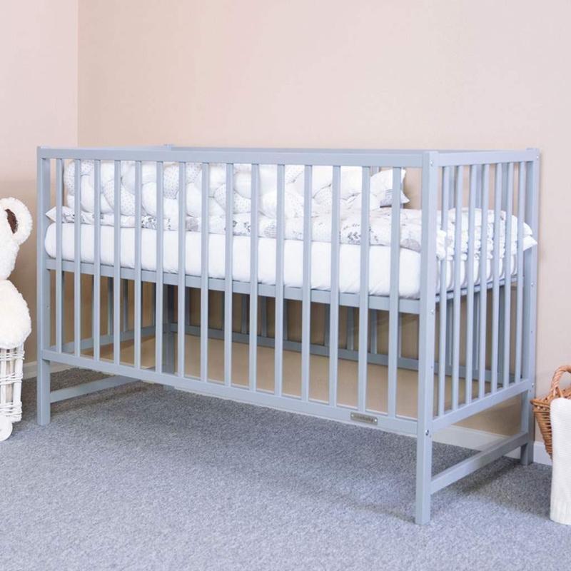 Detská postieľka New Baby BASIC so sťahovacou bočnicou sivá 1