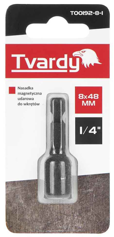 Adaptér úderový 1/4" 6 hran magnetický 8 x 48 mm, TVARDY 2